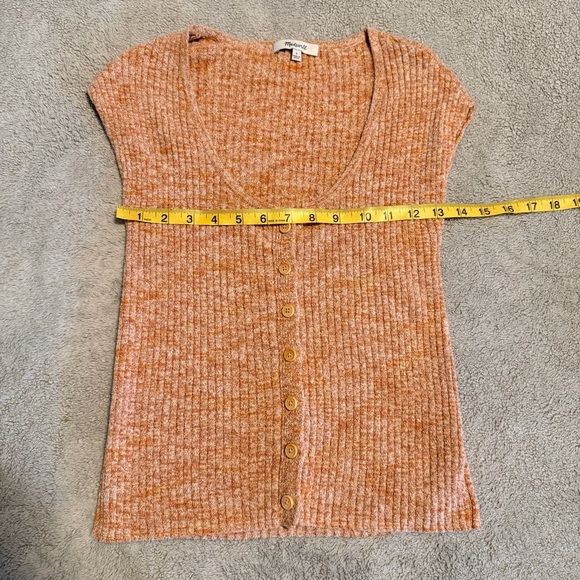 Madewell Ribbed Button-Down Shirt - Orange Marled Shaw Ribbed - Picture 4 of 8